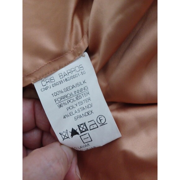 CRIS BARROS Long ORANGE  dress with SILK lining Beads antique inserts Size 38 - Picture 15 of 16